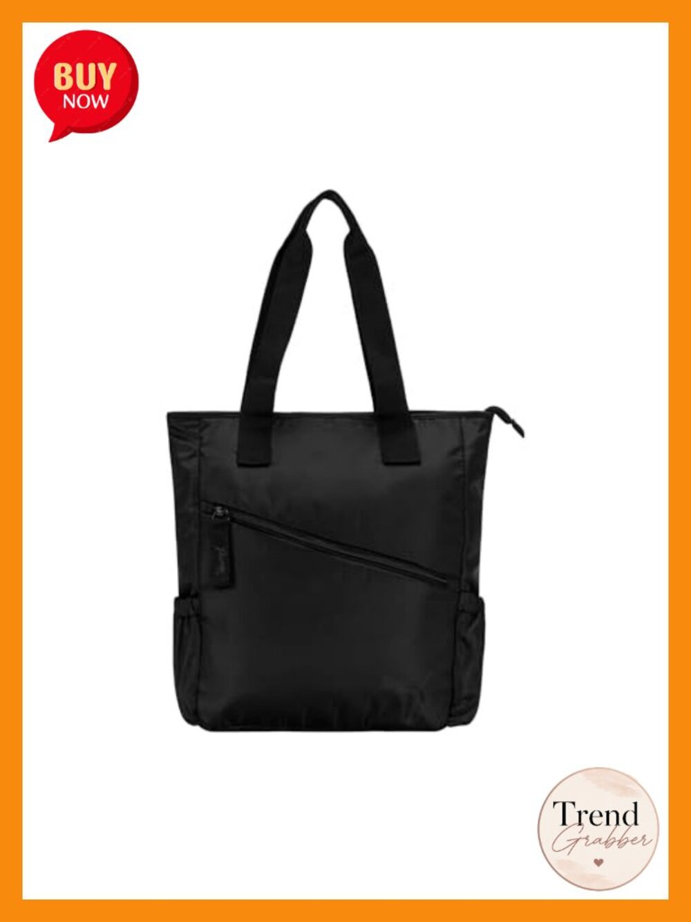 Asymmetric Memory Cloth Tote with Laptop Sleeve and Water Bottle Pockets